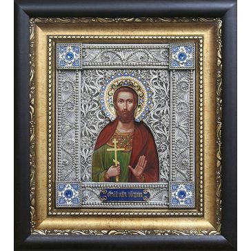 Именная икона «Святой великомученик Богдан», с посеребрением