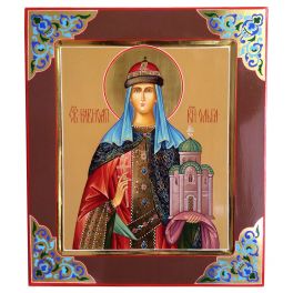 Икона  «Святая равноапостольная княгиня Ольга» писаная на золоте, на доске