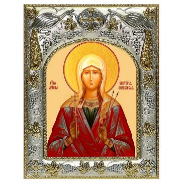 Икона в посеребренной раме «Святая мученица Виктория Кордубская», 14х18 см