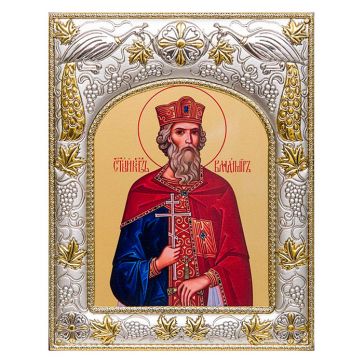 Икона в посеребренной раме «Святой Равноапостольный князь Владимир», 14х18 см