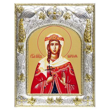 Икона в посеребренной раме «Святая великомученица Варвара», 14х18 см