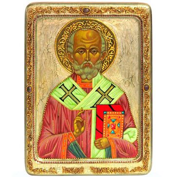 Живописная икона «Николай Чудотворец», 21х29 см