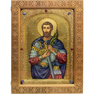 Живописная икона на доске из кипариса «Святой Мученик Анатолий Никомидийский», 29х42 см