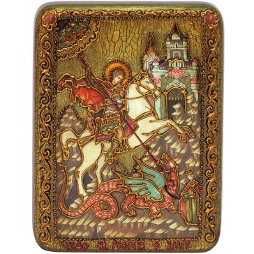 Икона «Чудо святого Георгия о змие» на доске