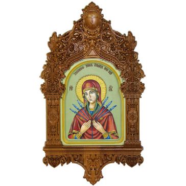 Икона Божией Матери «Умягчение злых сердец» в киоте из ясеня, ручная работа